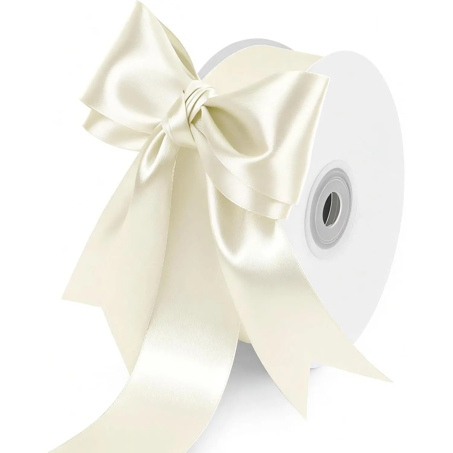 1-1/2" Width x 50 Yards Satin Fabric Ribbon, Ivory Ribbon Perfect for DIY Bows, Swags, Gift Wrapping, Craft, Flower Bouquet, Christmas and Party Decoration