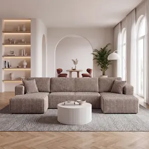 [Bellemave] U shape Modular Sectional Sofa, Compressed Sectional Sofa Modern Minimalist Style Corduroy Couch, Sleeper Sofa for Living Room, Bedroom, Comfy Compressed Sofa Couch Space-Efficient