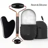 【Black Friday】3-in-1 Ice Face Roller Facial Skincare Set, Facial Roller and Gua Sha Face Sculpt Tool Set with Ice Mold Cube, Reusable and Leakproof Skin Care Beauty Tool, Beauty Massagers for Lifting and Contouring