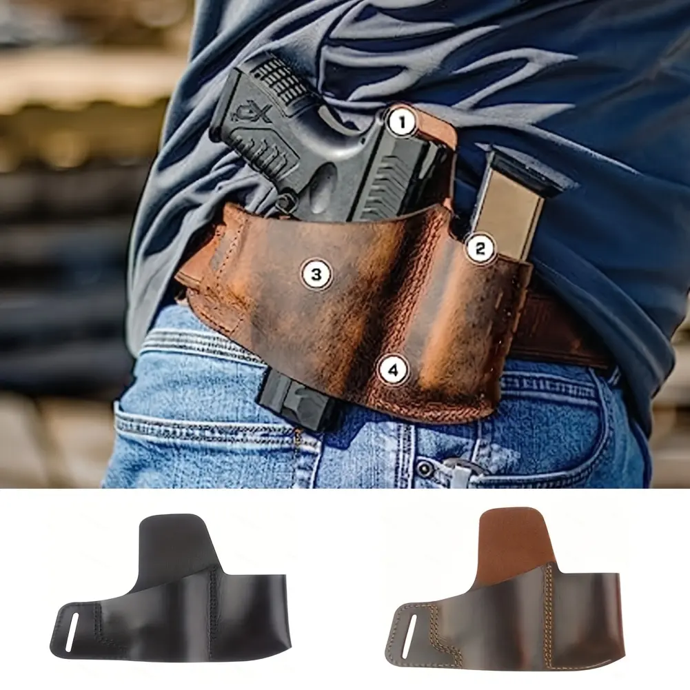 Leather Tactical 1911 Pistol Holster - Belt-Mounted Hunting Holster with Magazine Pouch, Conceal Carry, Quick-Draw, Tactical Look, Outdoor Hunting