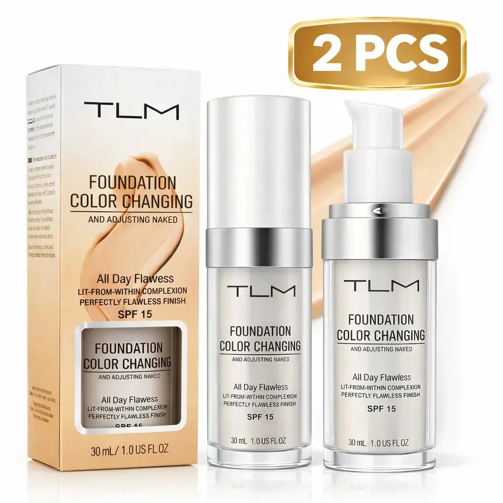 2 X Magic Colour Changing Moisturizing Foundation TLM 30ml – Flawless Tone Adjusting Makeup Concealer, Concealer Foundation Hybrid