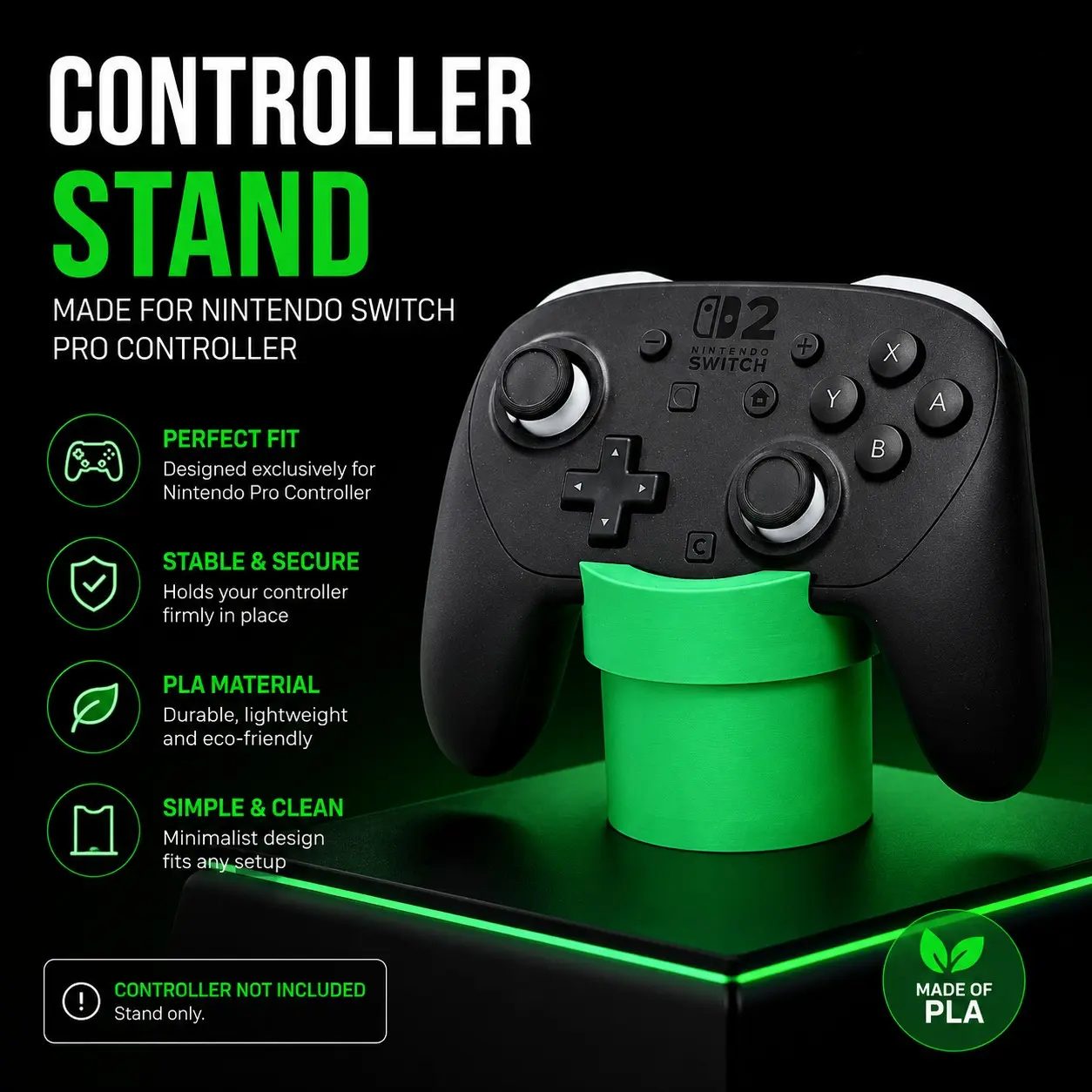 Nintendo Switch 2 Pro Controller Stand, Switch Accessories, Perfect Fit for Nintendo Switch 2 Pro Controller, Pla Desktop Display Holder, Stable Storage