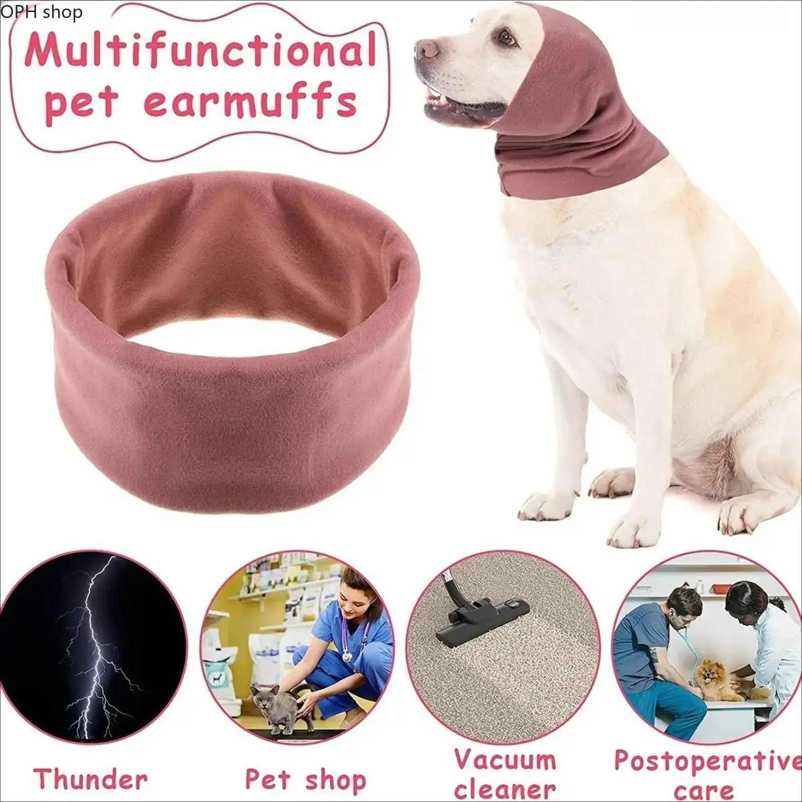 Unisex Pet Ear Protection Snood for Dogs, Soft Anxiety Relief Cover for Loud Noises, Grooming, Noise Reduction Accessory