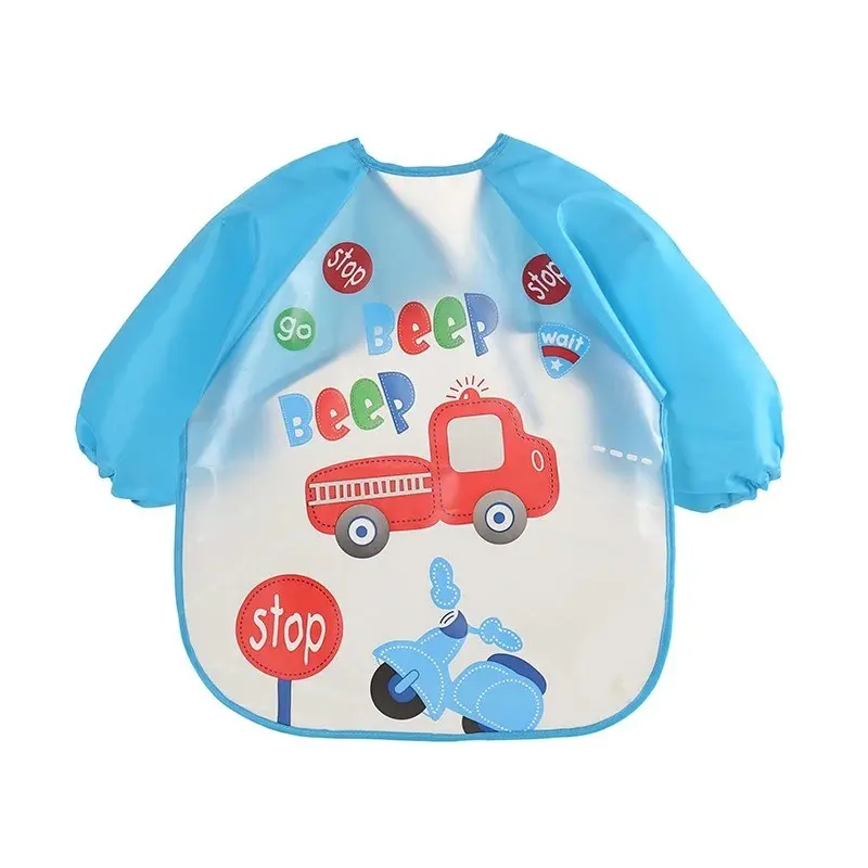 0-3 Year Old Baby Eva Waterproof and Stain-Resistant Bib, Long Sleeve Soft Feeding Apron with Cute Cartoon Patterns, Ideal for Mess-Free Mealtime