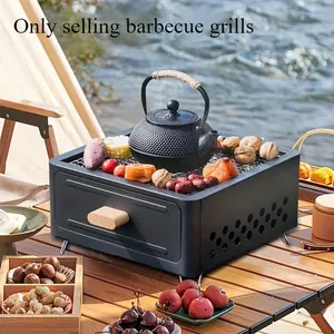 Outdoor upgraded square drawer charcoal stove with baking tray, portable multi-purpose charcoal grill, Outdoor Barbeque, very suitable for camping meals and outdoor activities, is the perfect choice for barbecue
