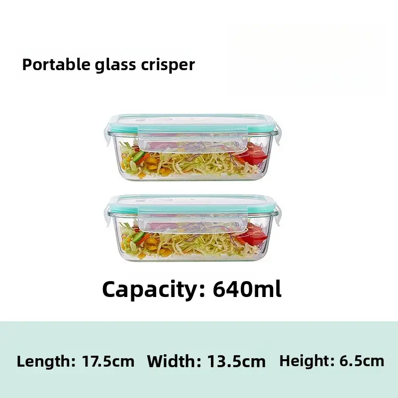 2 Pack Glass Food Containers Microwave Safe Lunch Boxes with Lids Leakproof Bento Boxes for Work School Meal Prep Reusable Storage Containers