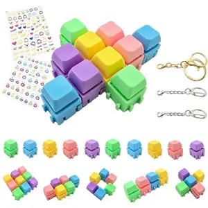 10-Pack Modular Keyboard Fidget Toy ——Shape-Changeable Keyboard clicker Fidget Keychain, 2 Stickers to Match | Relieve Anxiety for Adults at Work School Travel Home(Non-Light-Up)fidget toys