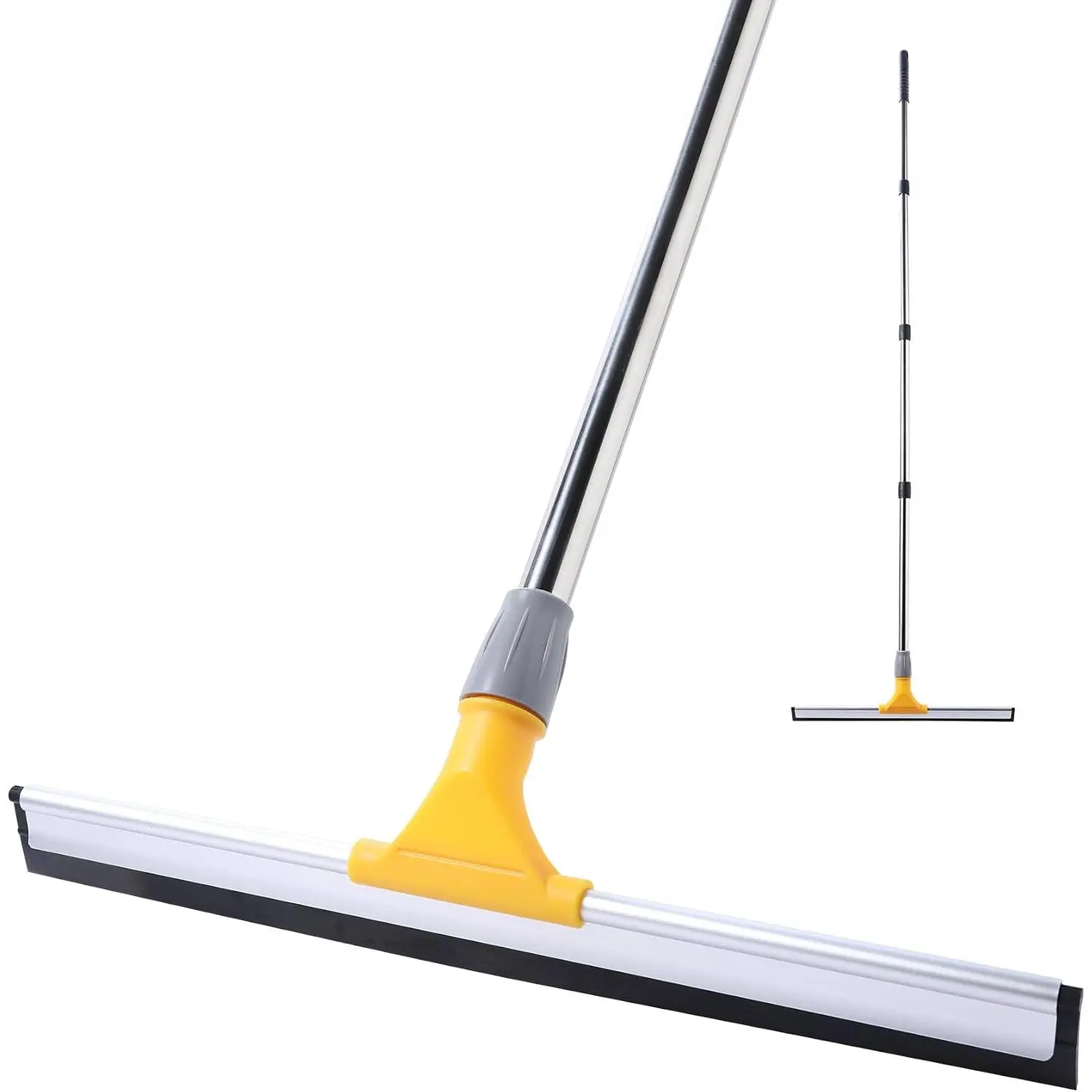 Rubber Floor  17.7" TPR   Broom 61.8inch Pole | Household Broom for Garage Courtyard Shower Bathroom Floor Marble Glass Tile Water   Removal Cleaning