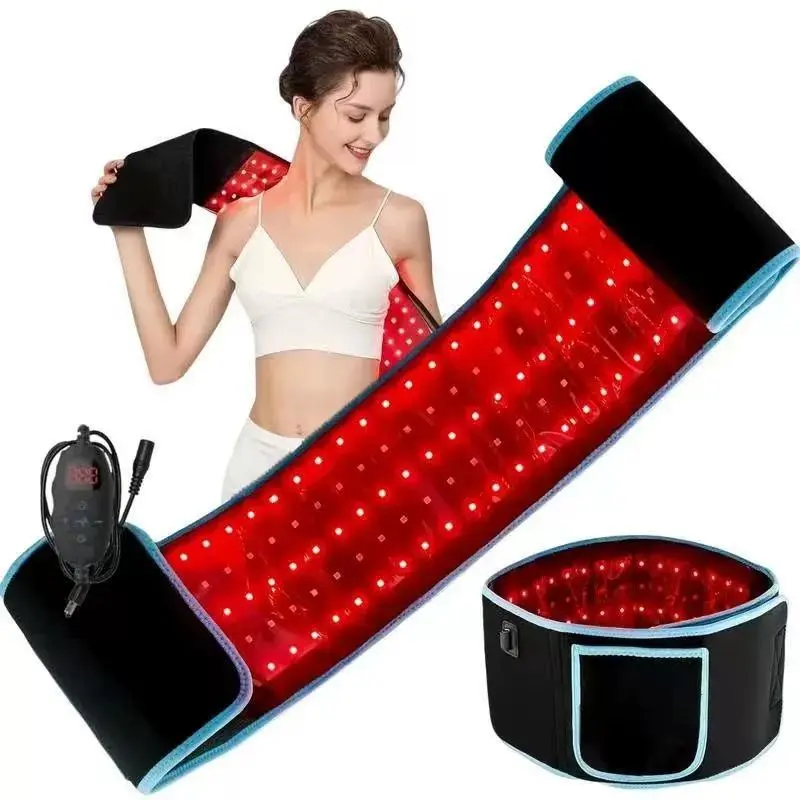 Portable Near Infrared Light Therapy Wrap Belt, Adjustable Size, Timer & 4 Brightness Levels, USB & Wall Plug, Daily Relaxation