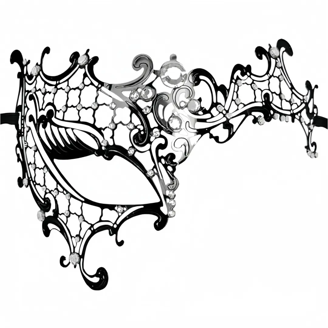 1pcs Women’s Elegant Metal Masquerade Mask – Venetian-Style Eye Mask for Halloween, Mardi Gras, Carnival, Costume Balls & Themed Parties, with Adjustable Ribbon