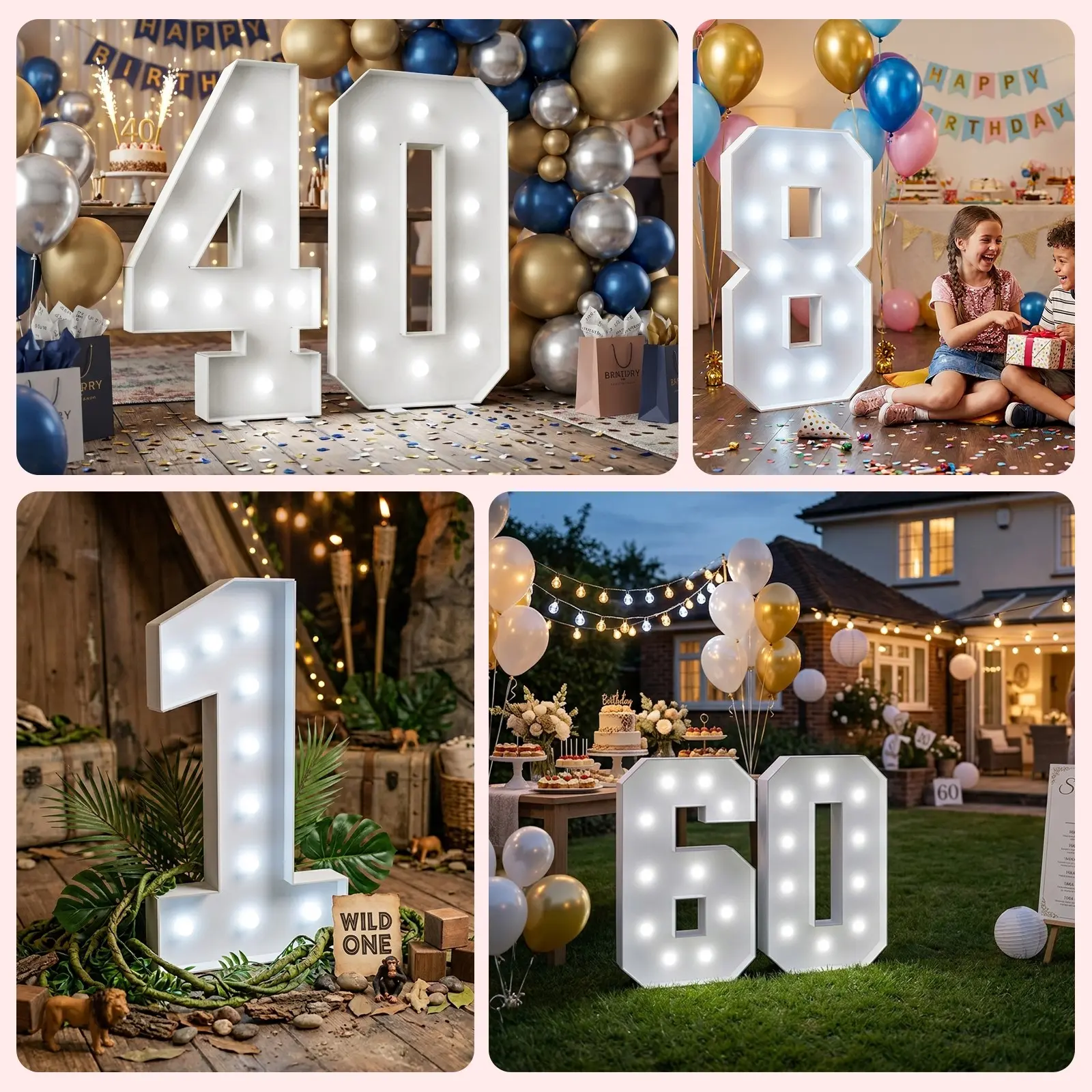 3FT Marquee Light Up Numbers（White light） Large Decorative Numbers Signs for Party Decorations Baby Shower Birthday Wedding Engagement Anniversary, 3 Feet Tall Pre-Cut DIY Foam board Number Easy to Assemble