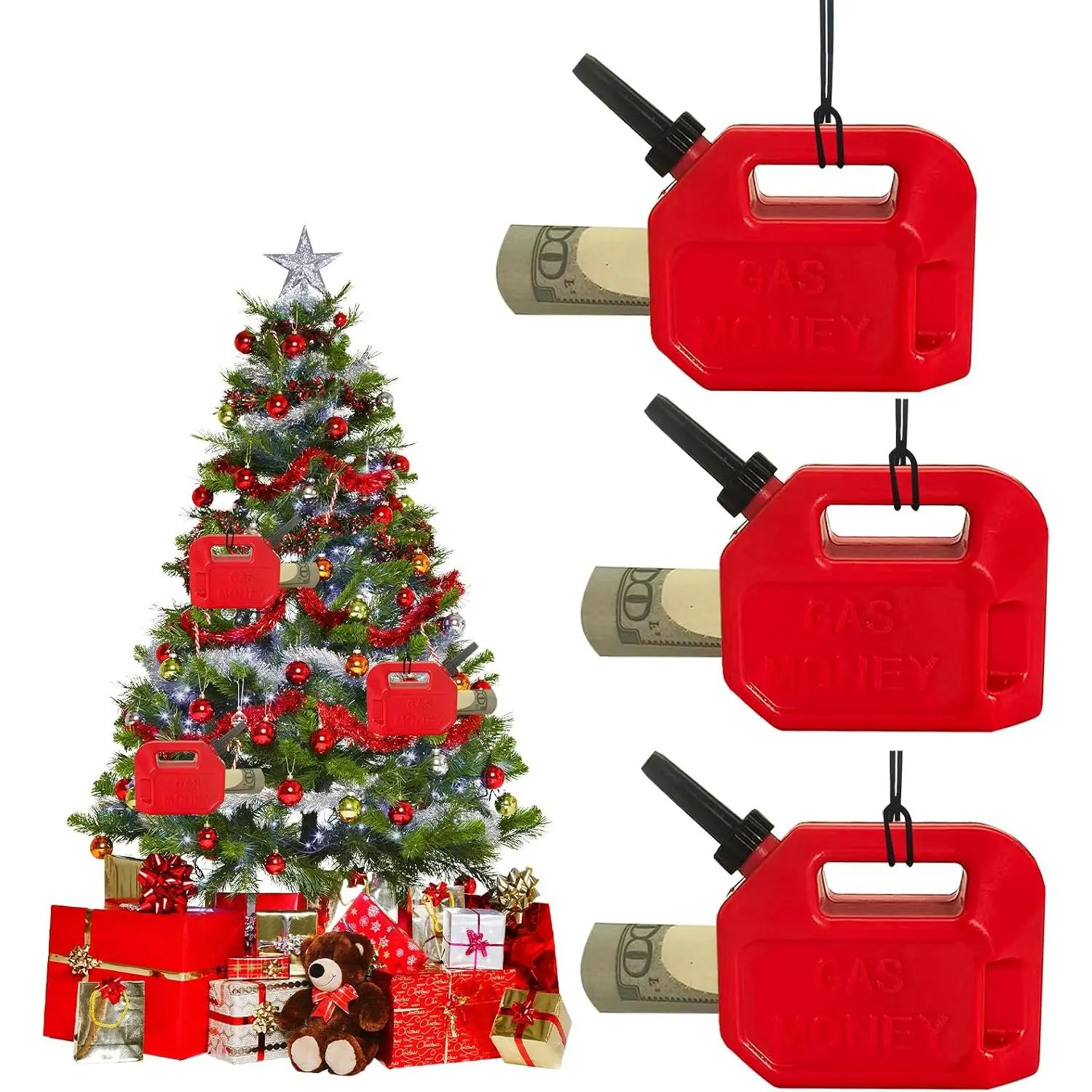 3 count Gas Can Ornament,  Holder, Red  Christmas Tree Decorations, Xmas  Art Gifts,  Clip Ornaments for Festival
