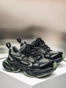 Men's Mesh Shoes, All-Season Fashion, Thick Sole, Height Increasing, Casual, PU Leather, PVC Sole, Round Toe, Low Top, Breathable, Lightweight