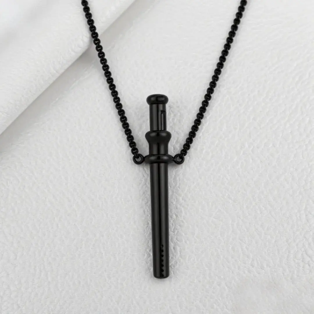 Hot Mindfulness Whistle Stainless Steel Anxiety Breathing Necklace for Women Stress Relief Meditation Pendant with Chain Jewelry