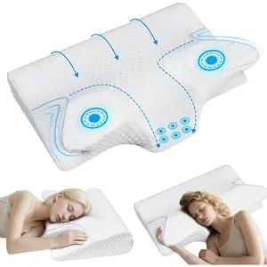 Cervical Pillow,Ergonomic Neck Pillow for Relieve Neck and Shoulder Pain,Orthopedic Pillow for Side/Supine/Prone Sleepers with Removable Pillowcase (White)