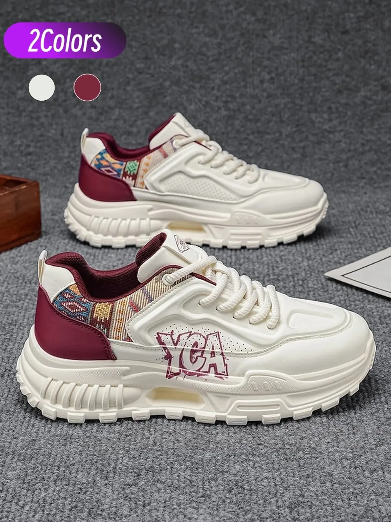 Men vintage workwear thick casual sneakers soft inner cushion suitable for shopping walks light exercise Chunky Casual Trainers