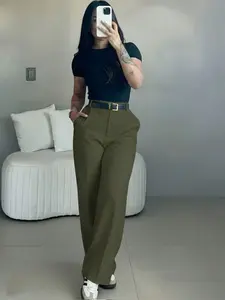 Women's High-Waisted Suit Pants, Loose Straight Leg, Flowy Long Trousers, Versatile Daily Wear, Office Style, Slimming Effect
