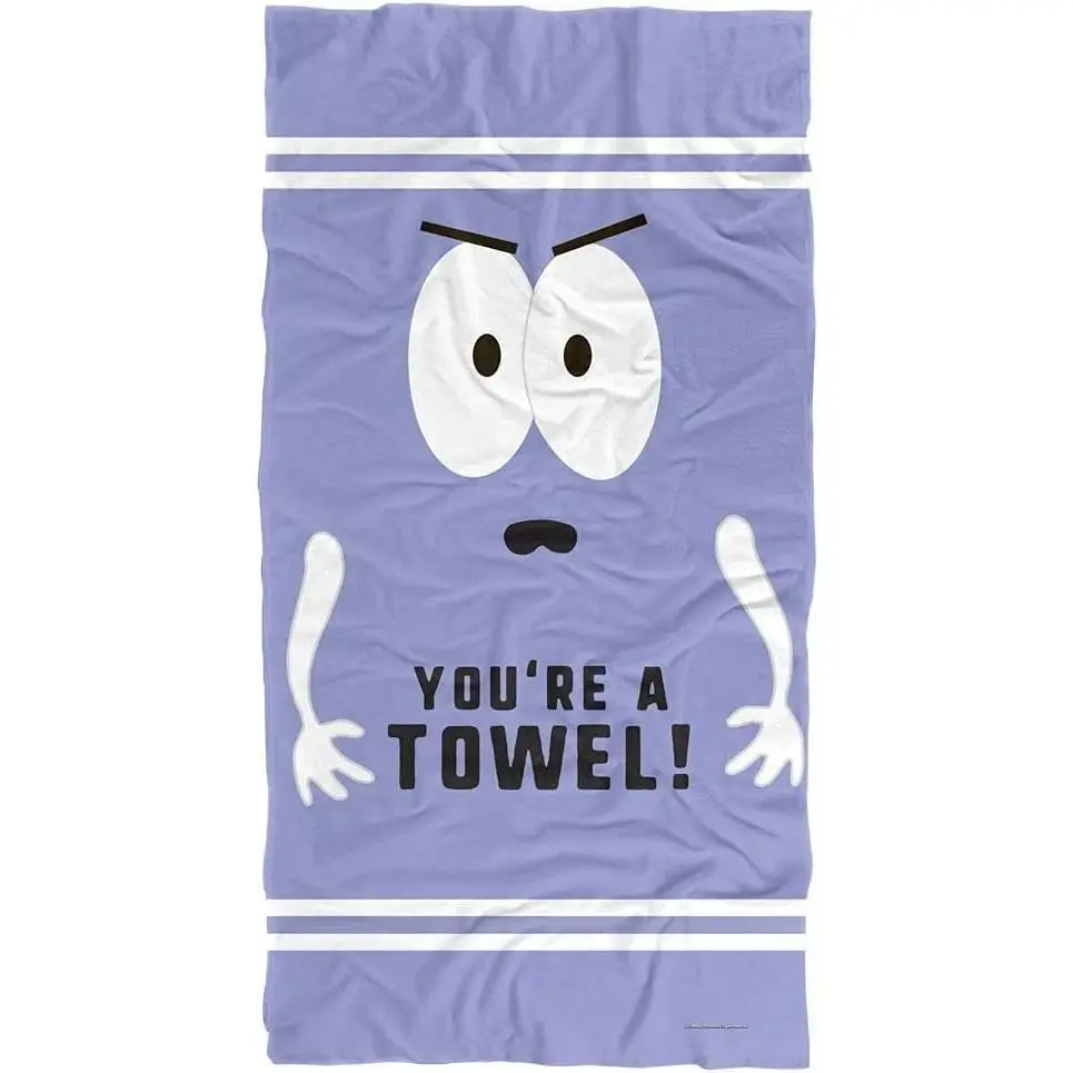 Licensed South Park Towelie Beach Towel - "You're A Towel" Print, Wrinkle-Resistant, Breathable Synthetic Polyester Traditional Glam Design, Child-Focused for Home Use, Flat, At Home, Machine Wash