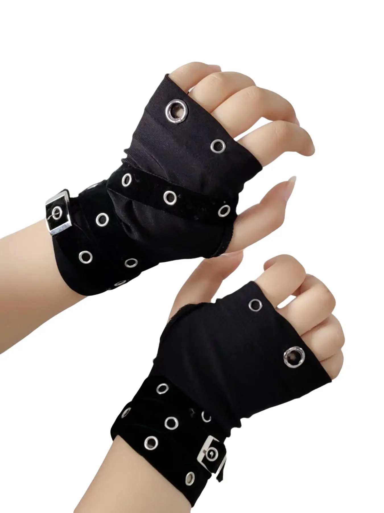 Unisex Punk Metal Half-Finger Gloves, Y2K Style, Sun Protection, Fashionable Sleeveless Design, Perfect for Streetwear & Daily Use