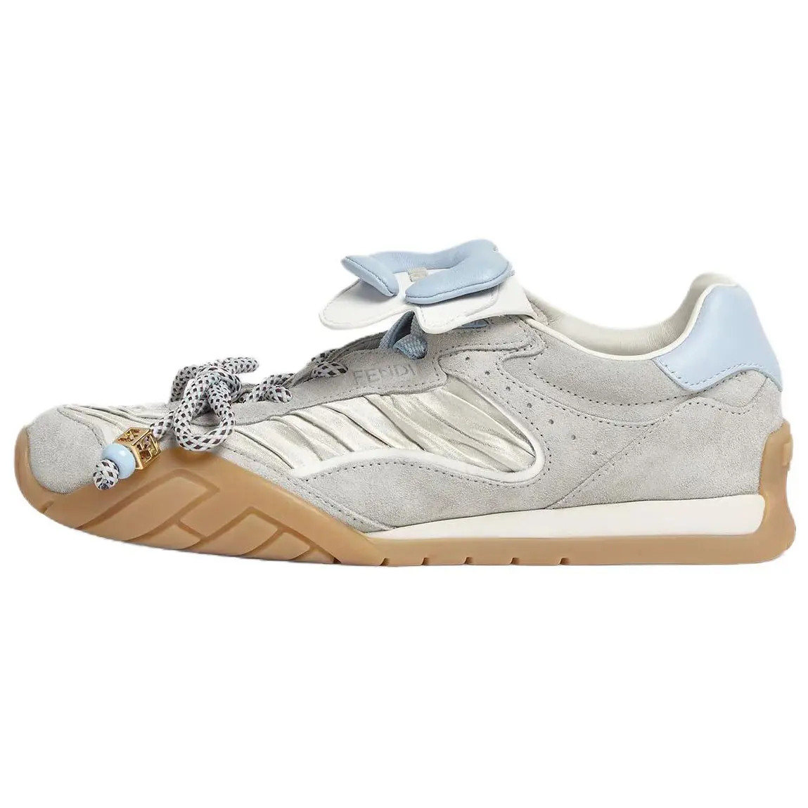 Fendi Wave Pulse Satin Silk Loafers for Women – Round Toe, Lace-Up, Low-Top Casual Shoes with 2 cm Sole Verifiable, with credentials and supporting global authentication