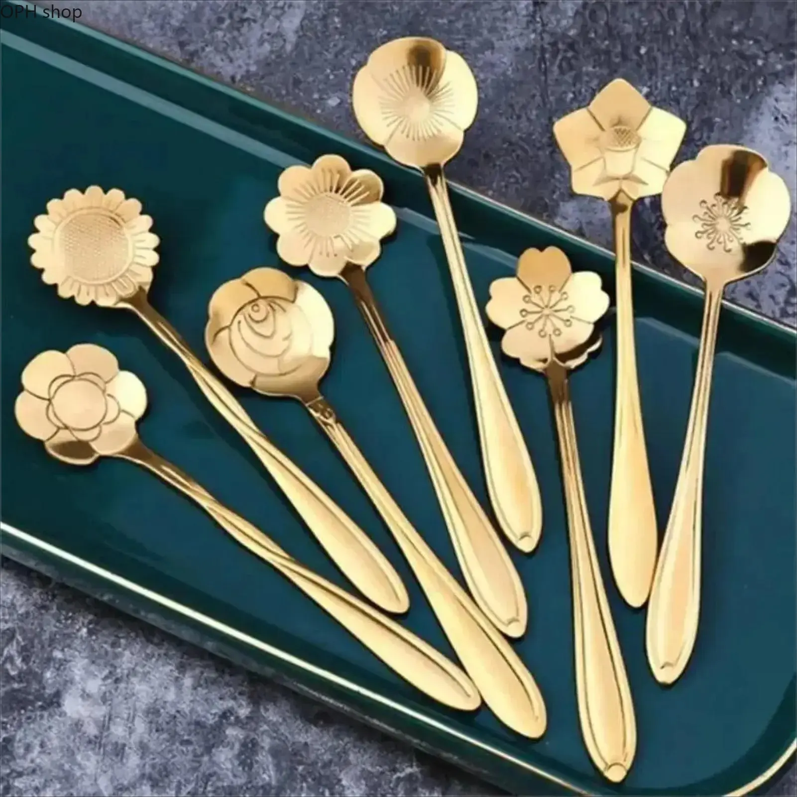 8-Pack Flower Carved Stainless Steel Spoons Luxury Multipurpose Coffee Tea Dessert Spoons For Home Kitchen Daily Use
