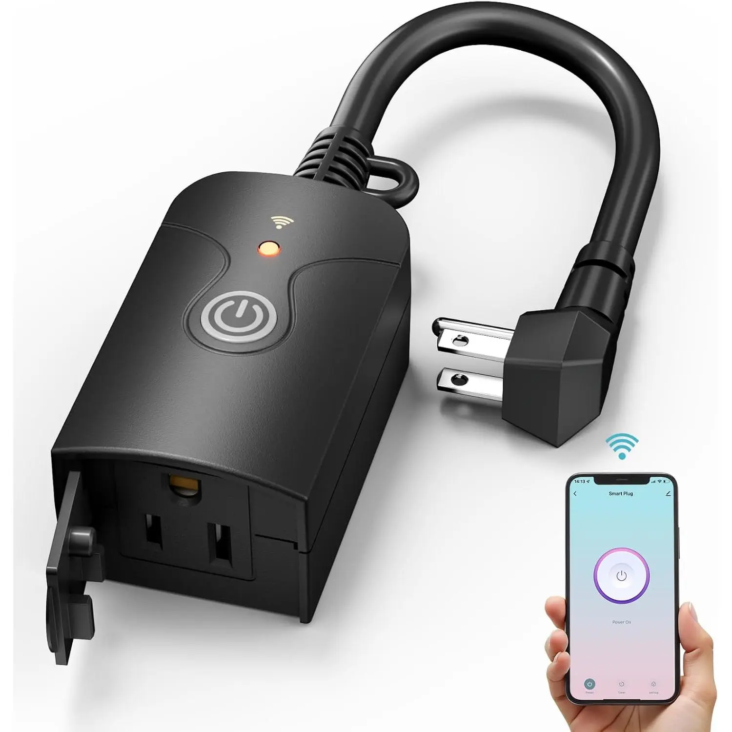 Outdoor Smart WiFi Plug Outlet, HBN Heavy Duty Wi-Fi Timer with One Grounded Outlet, Wireless Remote Control by App Compatible with Alexa and Google Home Assistant 2.4 GHz only, ETL Listed (1 Pack)