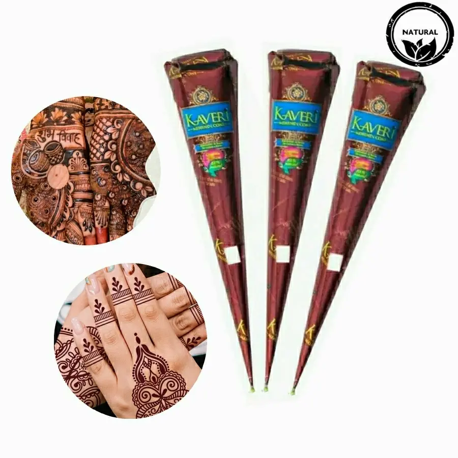 3 Pcs Organic Henna Tattoo Paste Set, Waterproof Safe Long-Lasting Henna Cones for Temporary Body Art, Diy Tattoos, Natural Ingredients for Women & Men, Temporary Tattoo Kit, Henna Designs, Arm Temporary Tattoos