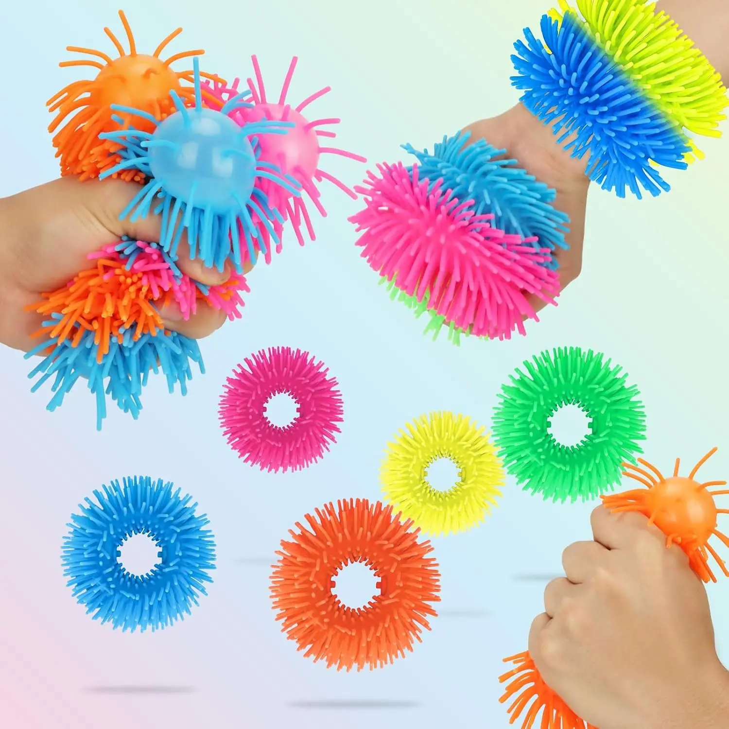 5 Packs Squishy Fidget Soft Bracelets Toys,Silicone Fuzzy Band Sensory Stringy Bracelet for Kids and Adultsfidget toys