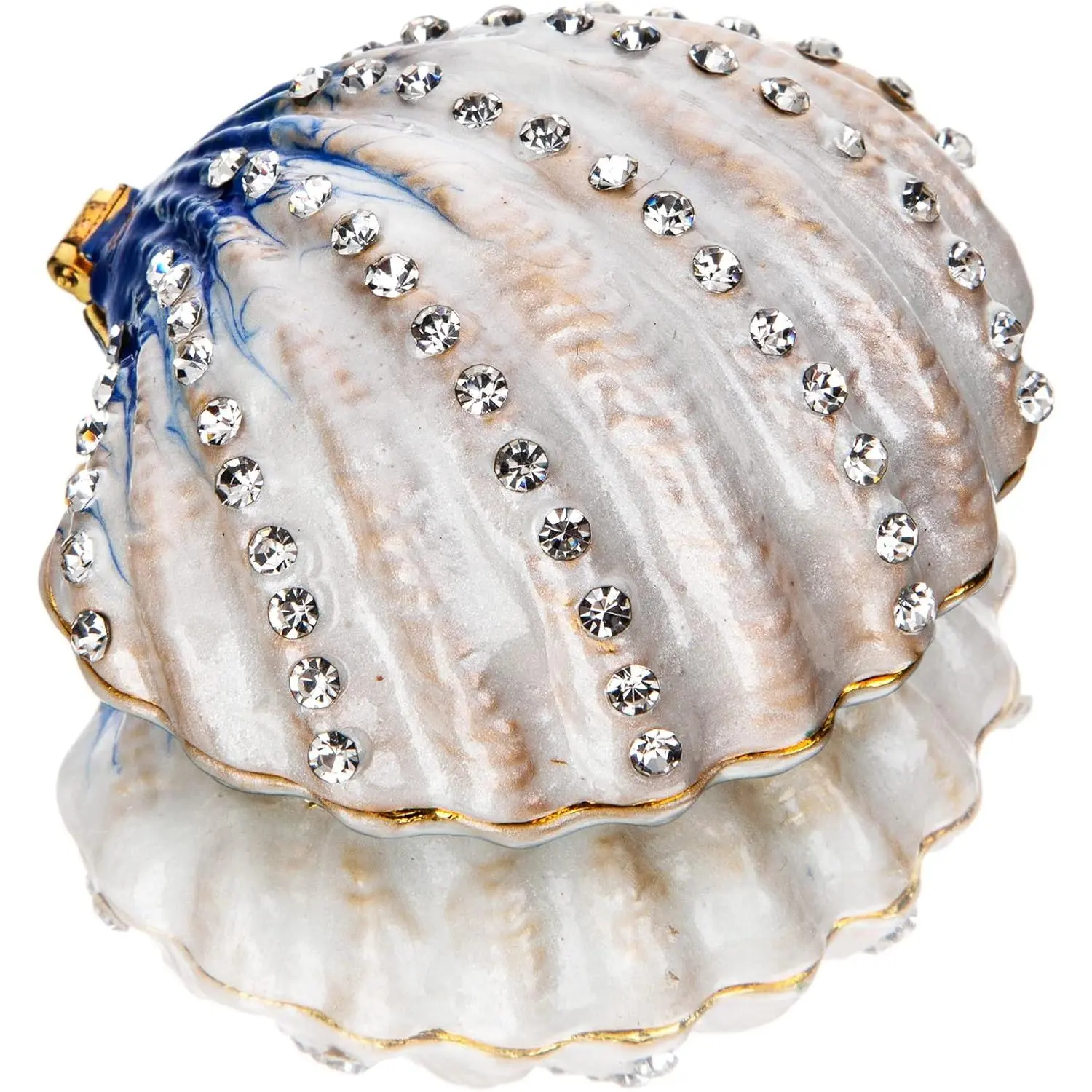 2.3 Inch Seashell Trinket Box Hinged  Box Figurine |  Accents, Hand Painted Enamel,  Inspired Decor, Ring Holder , Beach Lover , Coastal Collection