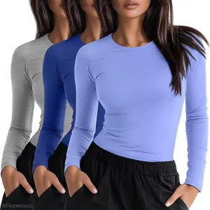 3 Pack Womens Underscrub Shirts Long Sleeve Crewneck Tops Fitted Layering Clothes Comfort Knit Tops for NurseAEleganza22H8QuickRepairZone