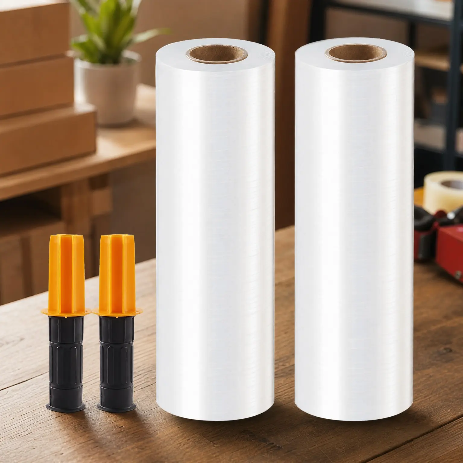 Industrial Strength Stretch Film Shrink Wrap for Moving & Pallet Wrapping – 15in x 1000ft, 2 Pack with Handles, Clear Plastic Wrap Roll for Shipping, Moving Boxes, Storage & FurnitureGift
