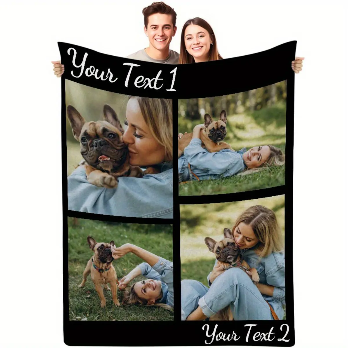 Personalized Photo Blanket - Valentine Gift for Couples & Girlfriend (GF Gift), Soft Fading-Resistant Geometric Print Blanket, Wrinkle-Resistant Machine-Washable Bedding for Bed & Sofa