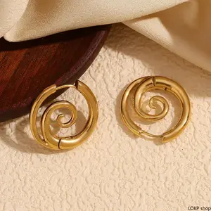 Faux Stretched Spiral Clicker Earrings, 316L Stainless Steel Piercing Style Jewelry, Alt Fashion Accessories For Daily Wear