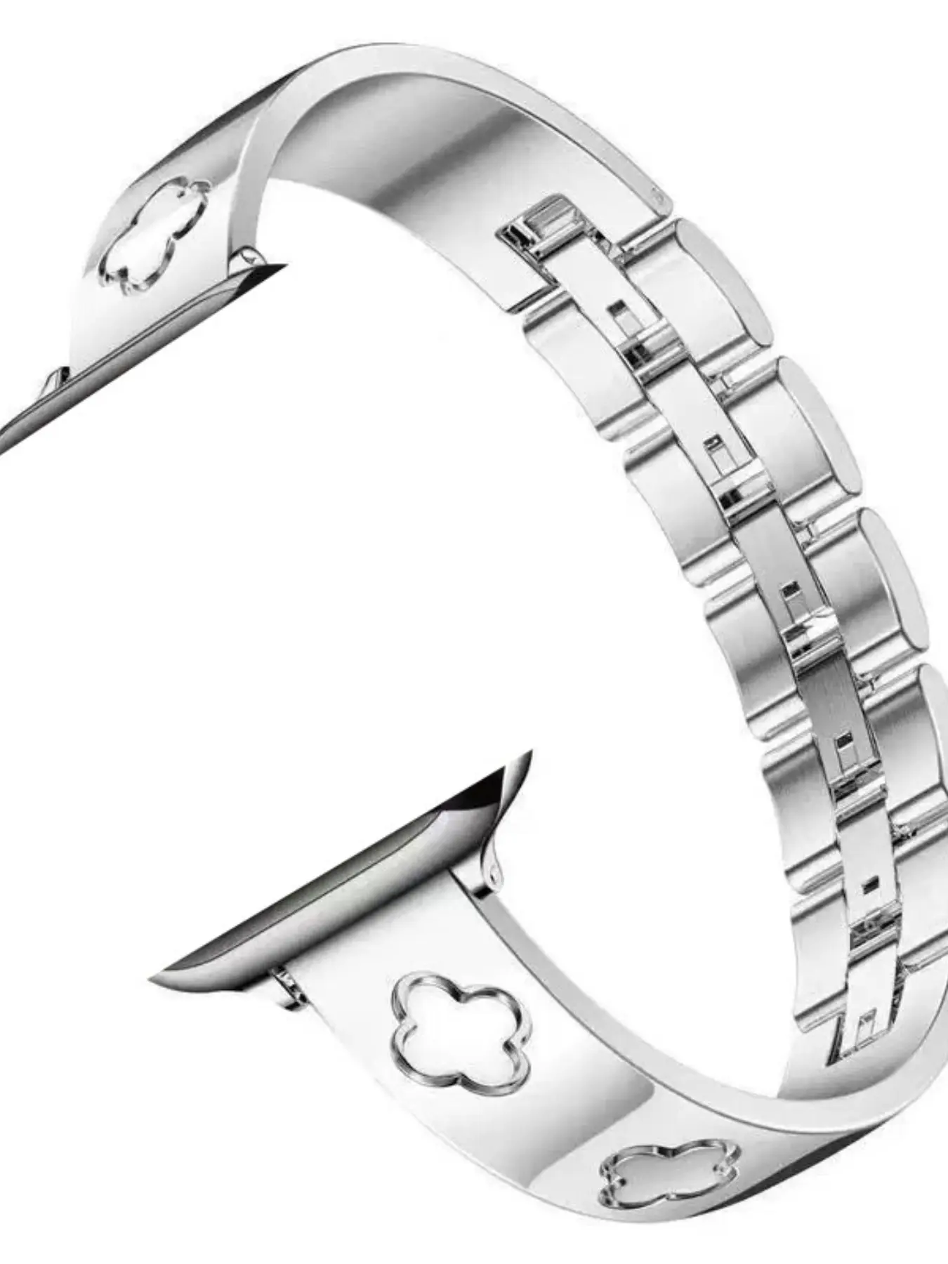 Apple Watch Band for Women, Floral Engraved Stainless Steel Strap, Slim Metal Bracelet, Elegant and Durable, Perfect Fit for Apple Watches, Smartwatch Accessories