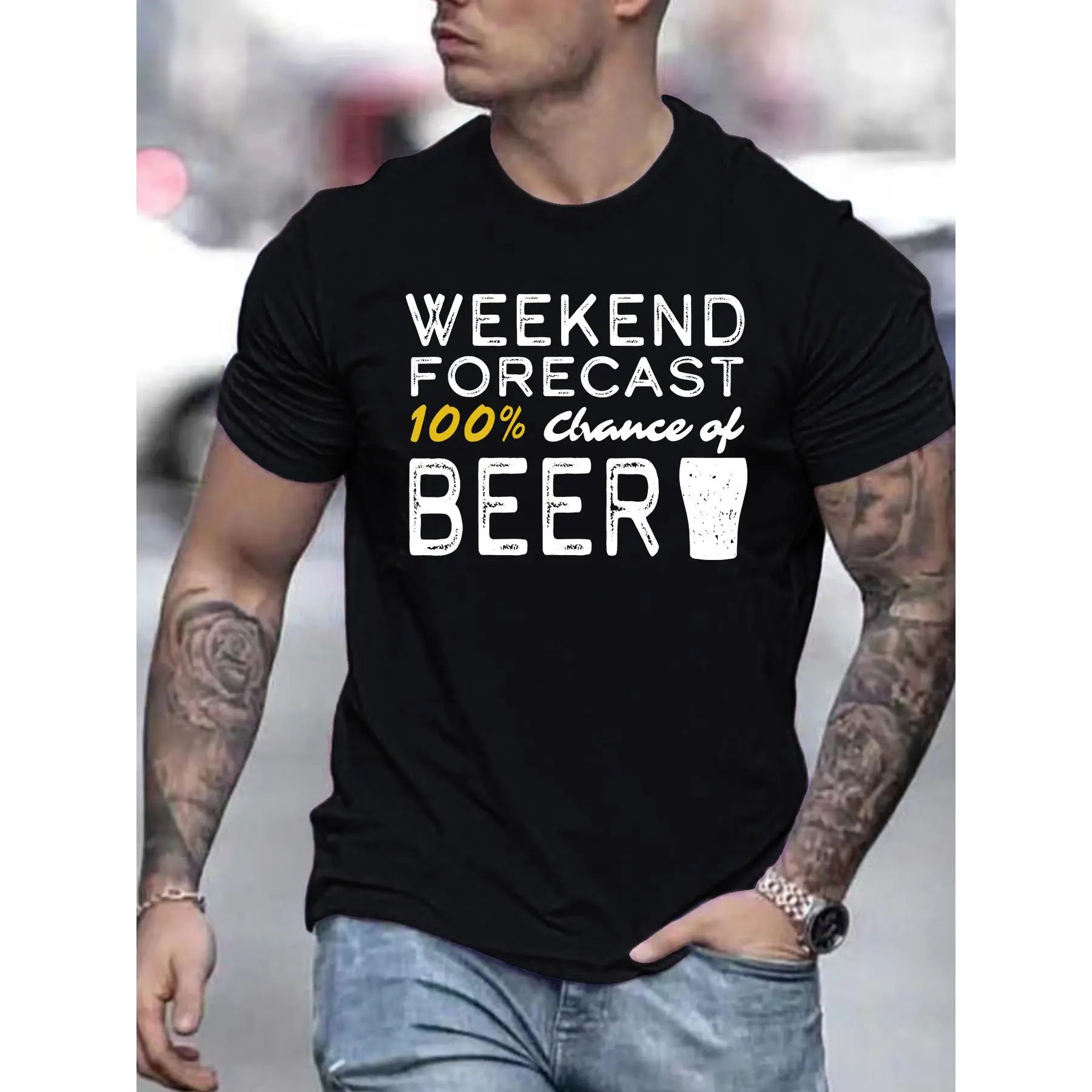 Summer Men'S Fashion Patterned Short-Sleeve T-Shirt