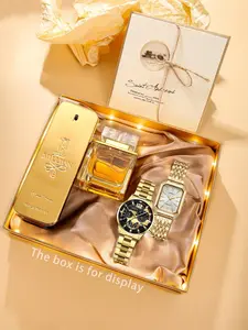Luxury Couple Watch Set, Quartz Movement, Round Dial, Gift Box Included, Perfect for Anniversaries, Birthdays, Mother's Day, Parents' Gifts