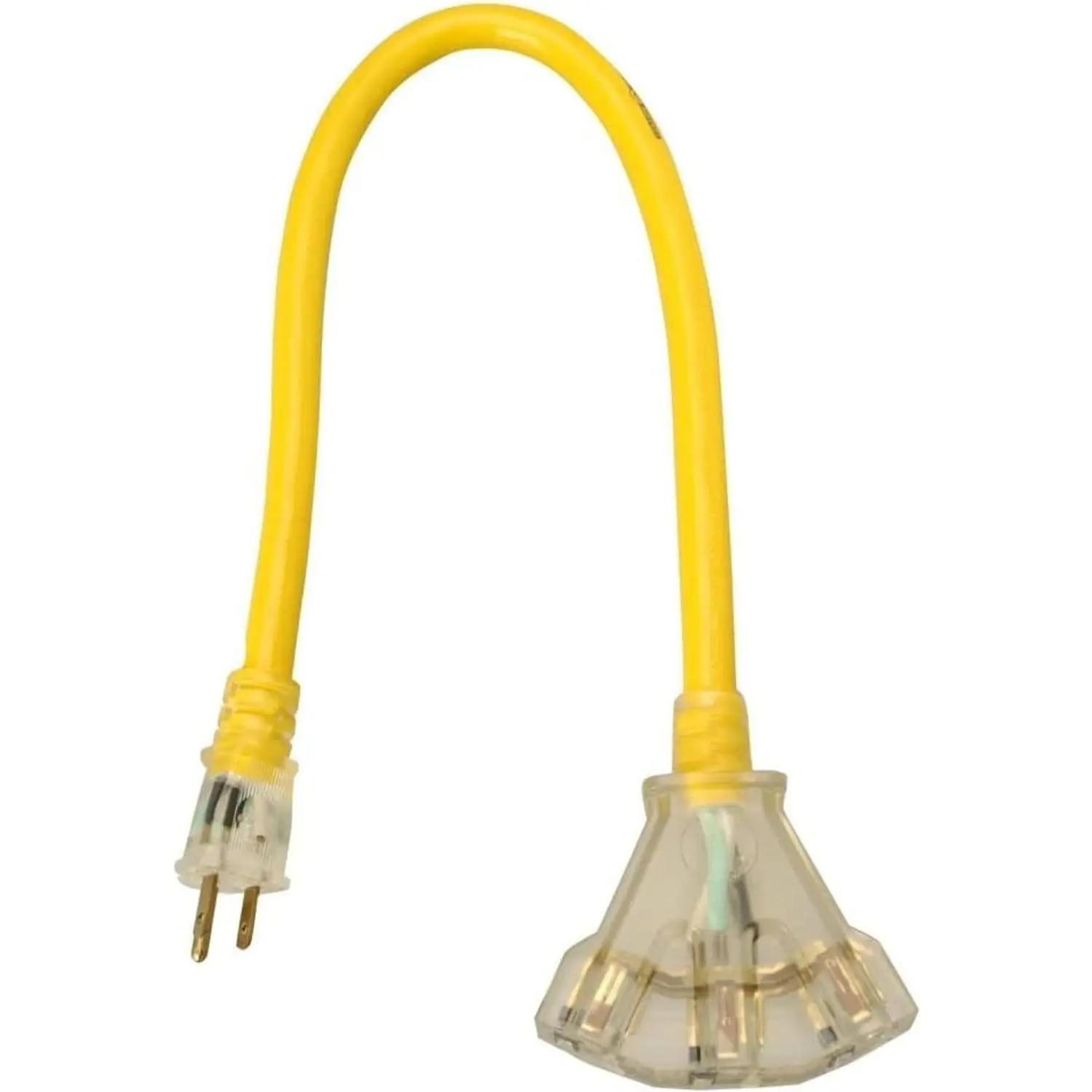 Southwire Heavy-Duty Extension Cord - Contractor-Grade, 12 Gauge, 2 ft, SJTW, Vinyl Construction, 3-Outlet Design, Lighted Plug, UL Listed for Rugged Jobsite Use