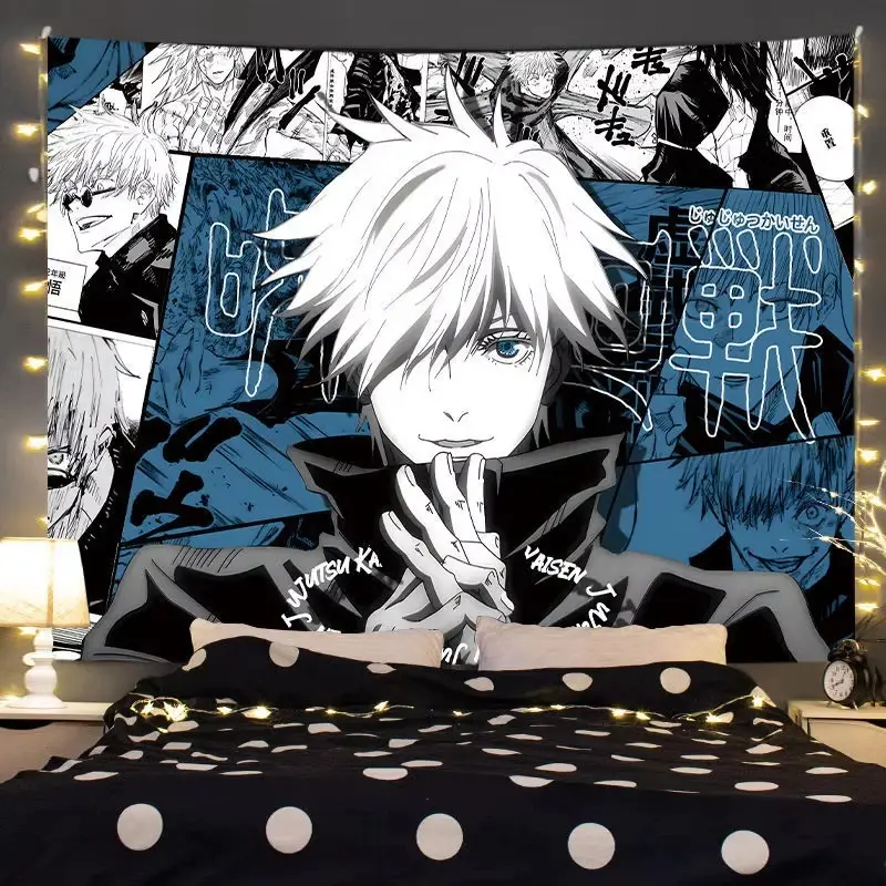 J-Jujutsu K-Kaisen Tapestry - Gojo Satoru Anime Wall Art, Decor for Bedroom & Home Wall Decoration