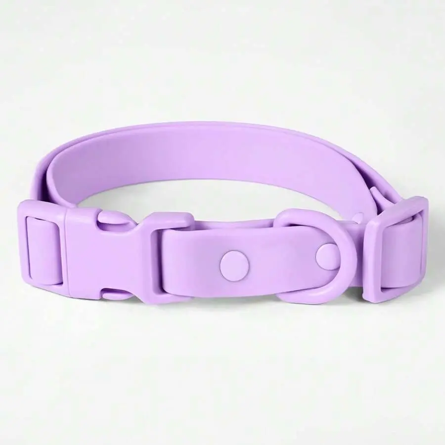 Waterproof PVC Dog Collar with Adjustable Buckle - Odor-Resistant, Rustproof, Easy-to-Clean, Solid-Color Collar for Small/Medium/Large Dogs