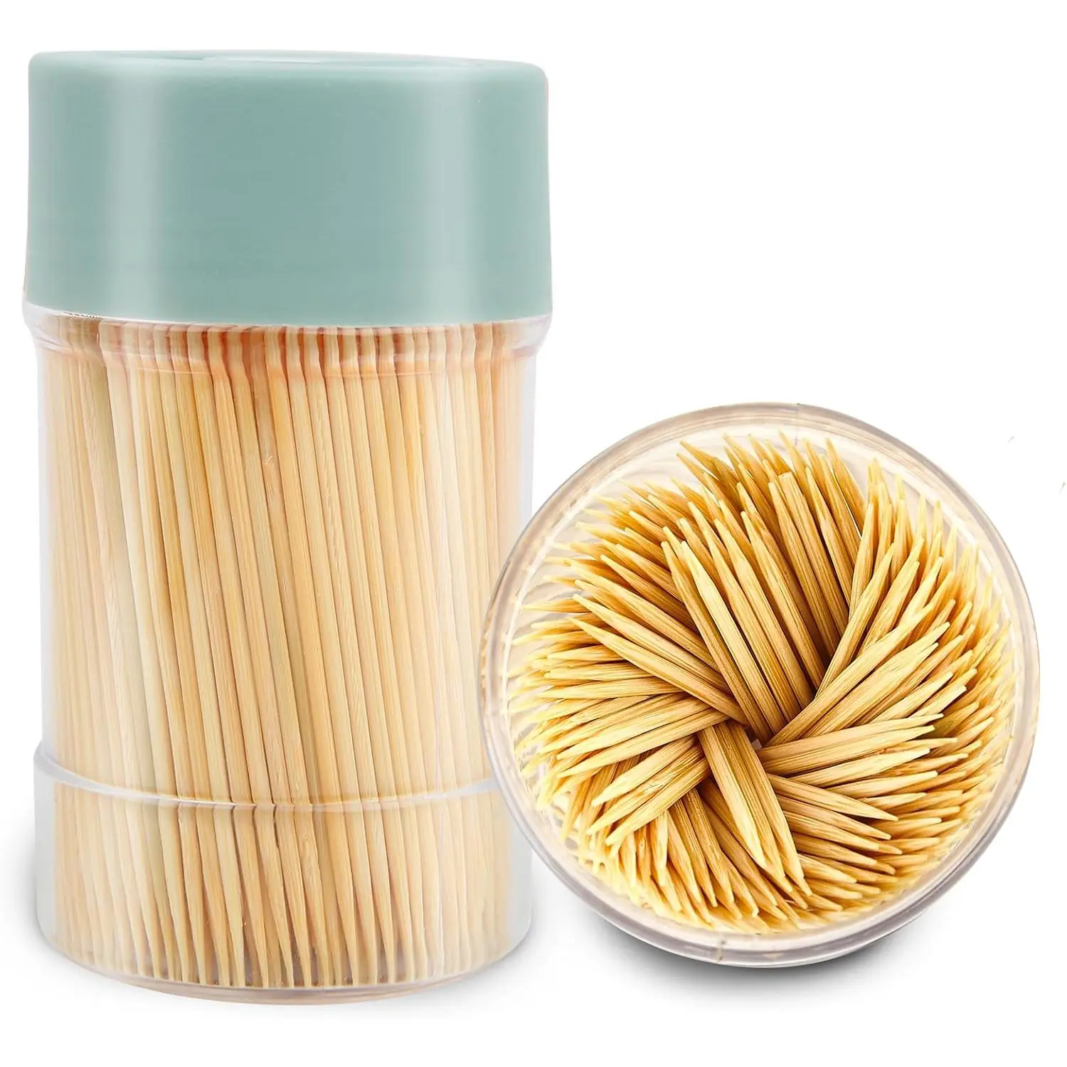 Toothpicks [3000 Count] - With  Toothpick Holder, Sturdy Smooth Finish  Picks, for Party, Appetizer, Olive, Barbecue, Fruit and  Cleaning, Green.