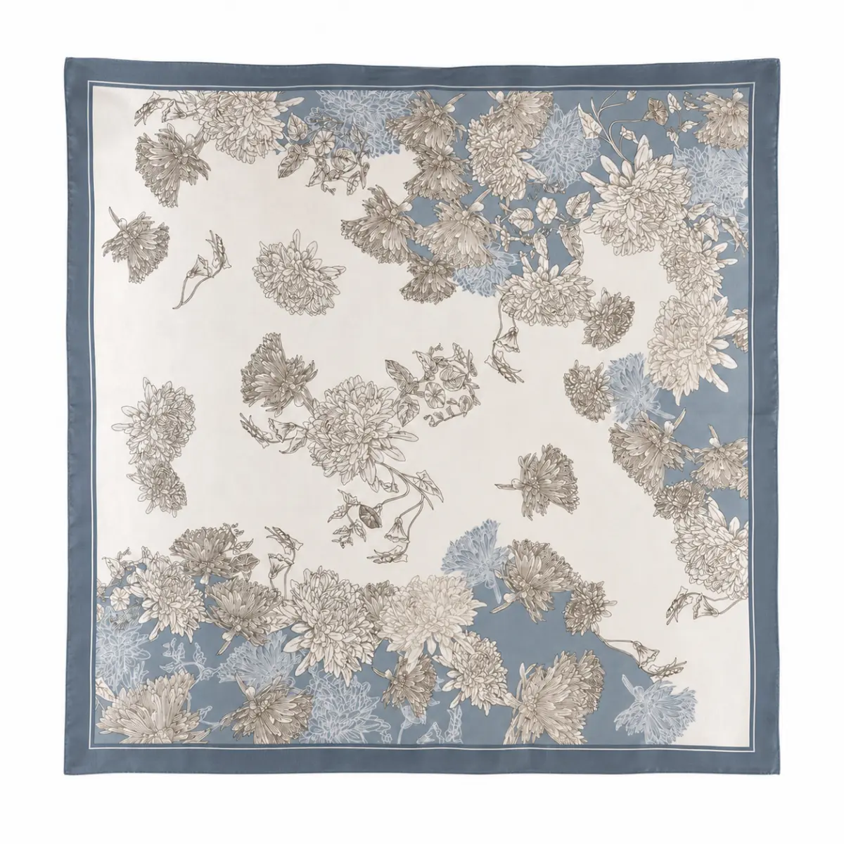 100% Mulberry Silk Floral Print Square Scarf for Women, Bandana Head Wrap for Hair and Neck