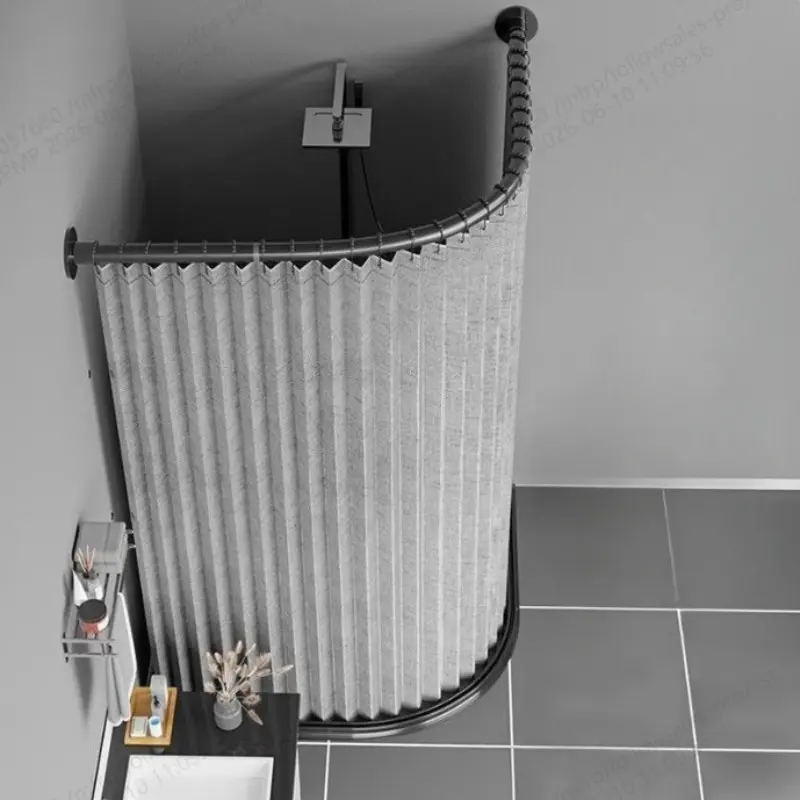 Foldable Privacy Bath Curtain, Hook Holes, Wave Fold Polyester, High-Quality, Bathroom Decor, Closet Divider, Toilet Use, Aesthetic Shower Curtain, Shower Stall Curtain