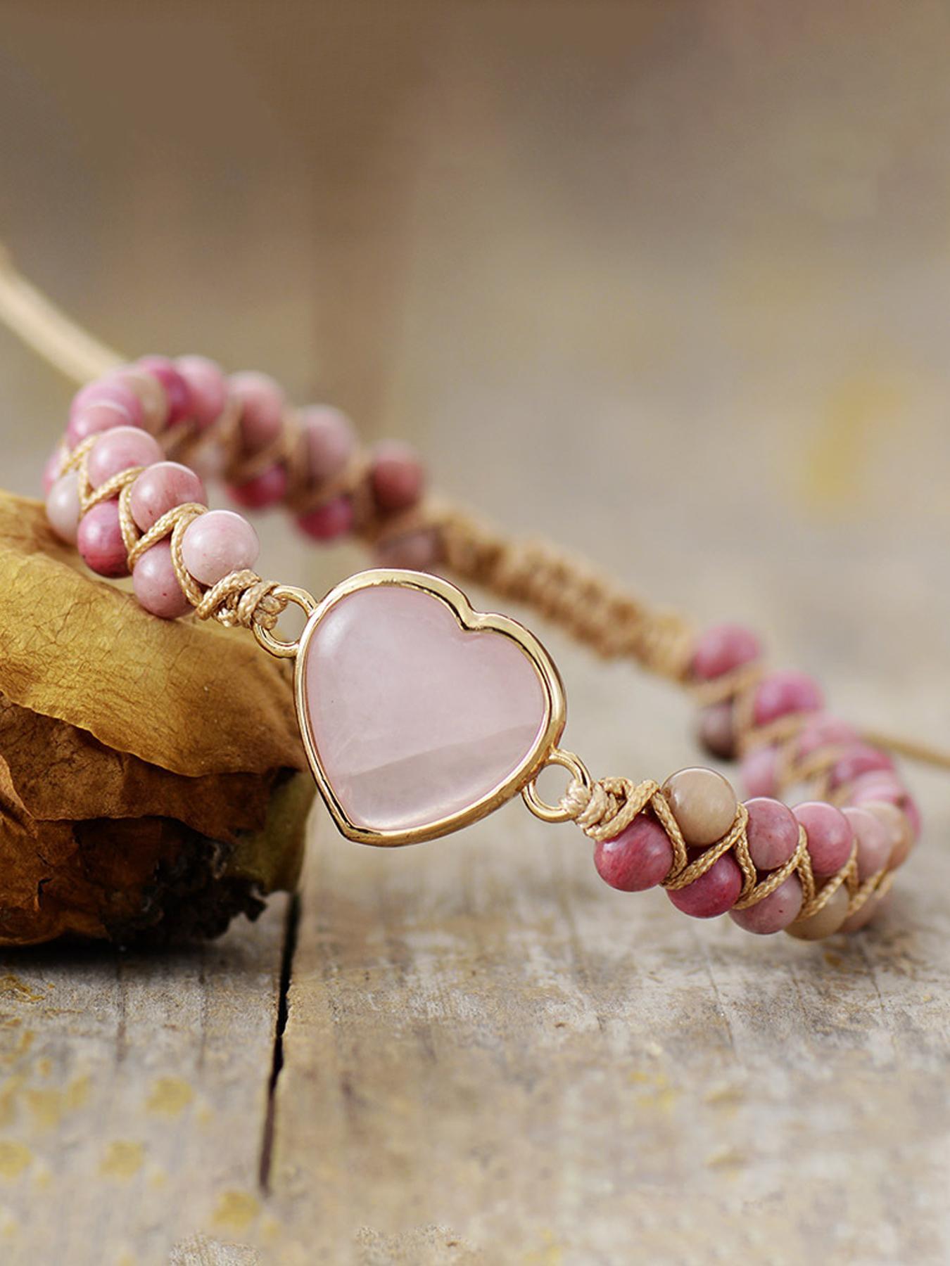 Mother's Day Gift Boho Style Heart Charm Decor Double Beaded Bracelet, Fashion Hand Jewelry for Party, Daily Clothing Decor, Trendy All-match & Exquisite Jewelry for Birthday, Trendy Bangles, Stackable Bracelet