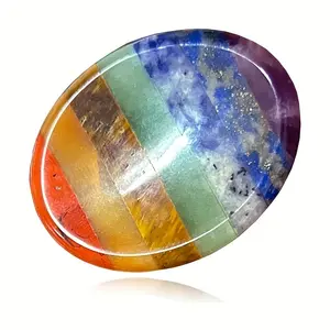 1/2pcs Seven Chakra Thumb Stone, Anxiety Relief Crystal, Natural Quartz Healing Gemstone, Oval Shape, Meditation Gift, Stress Relief