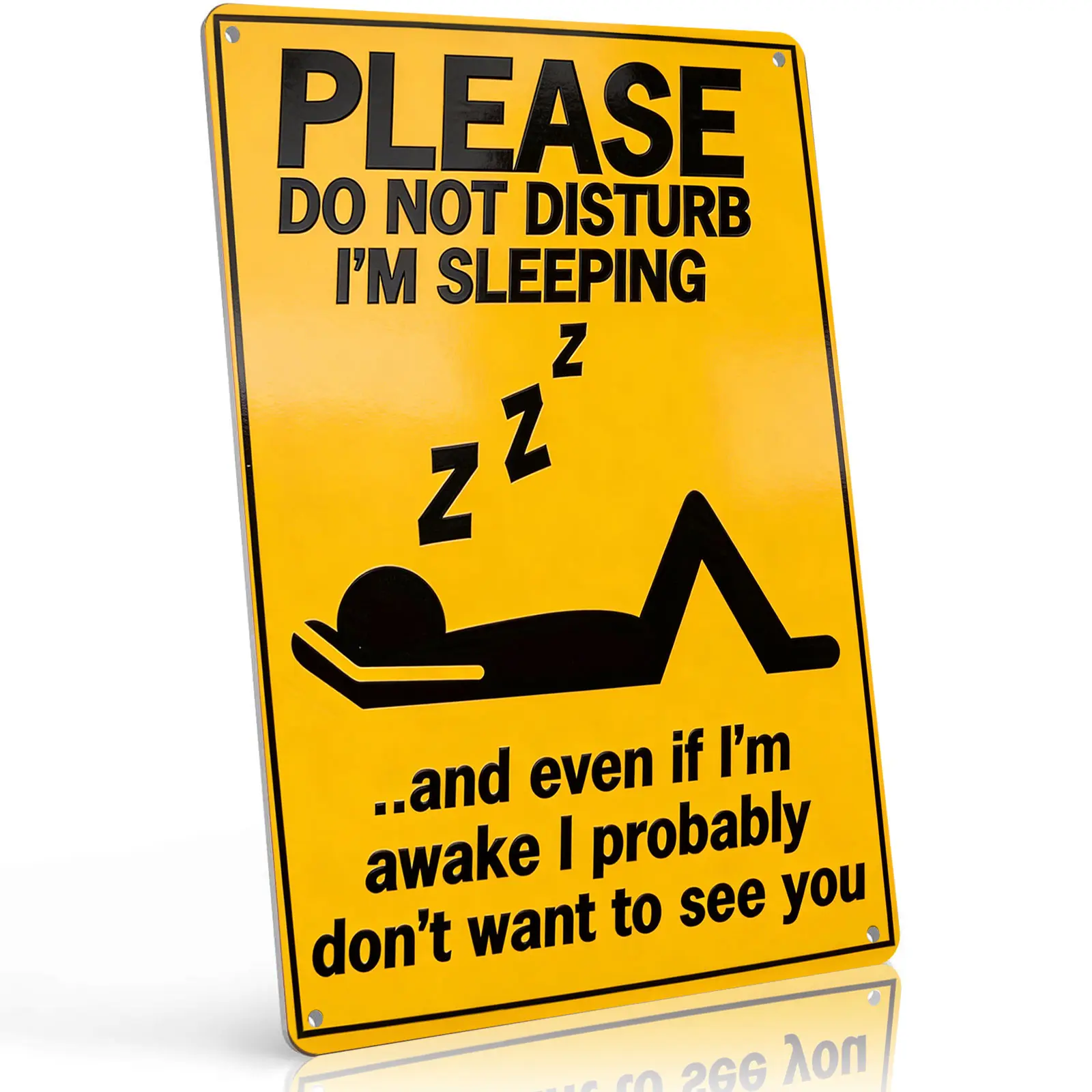 8x12 Bright Yellow Aluminium Metal Door Sign - "Please Do Not Disturb I'm Sleeping" Funny Introvert Privacy Reminder, Lightweight Durable Home Decor for Bedroom Door, Dorm Entry