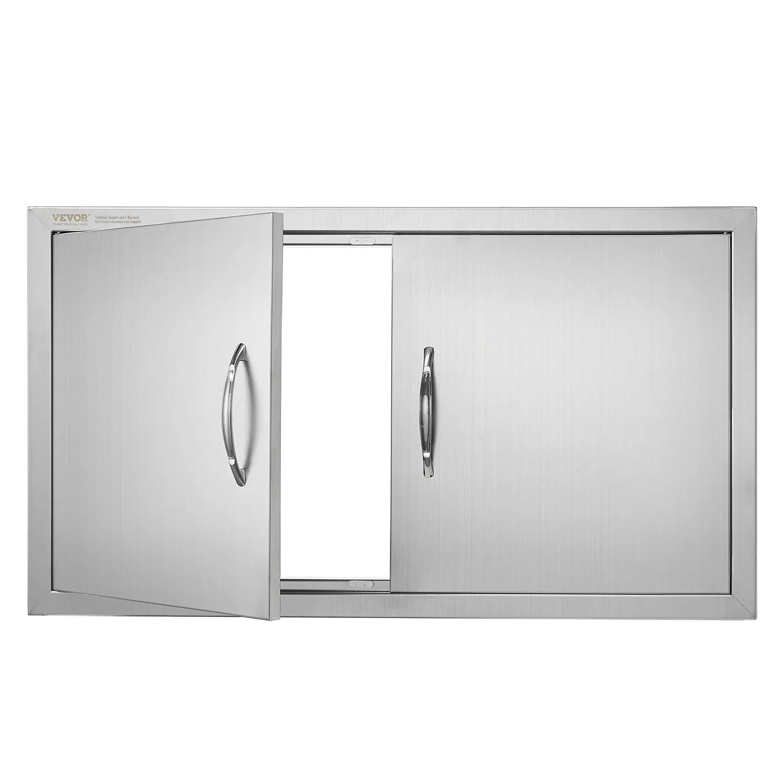 VEVOR BBQ Access Door, 34Wx 19H Inch Double Outdoor Kitchen Door, Stainless Steel Flush Mount Door, Wall Vertical Door with Handles, for BBQ Island, Grilling Station, Outside Cabinet