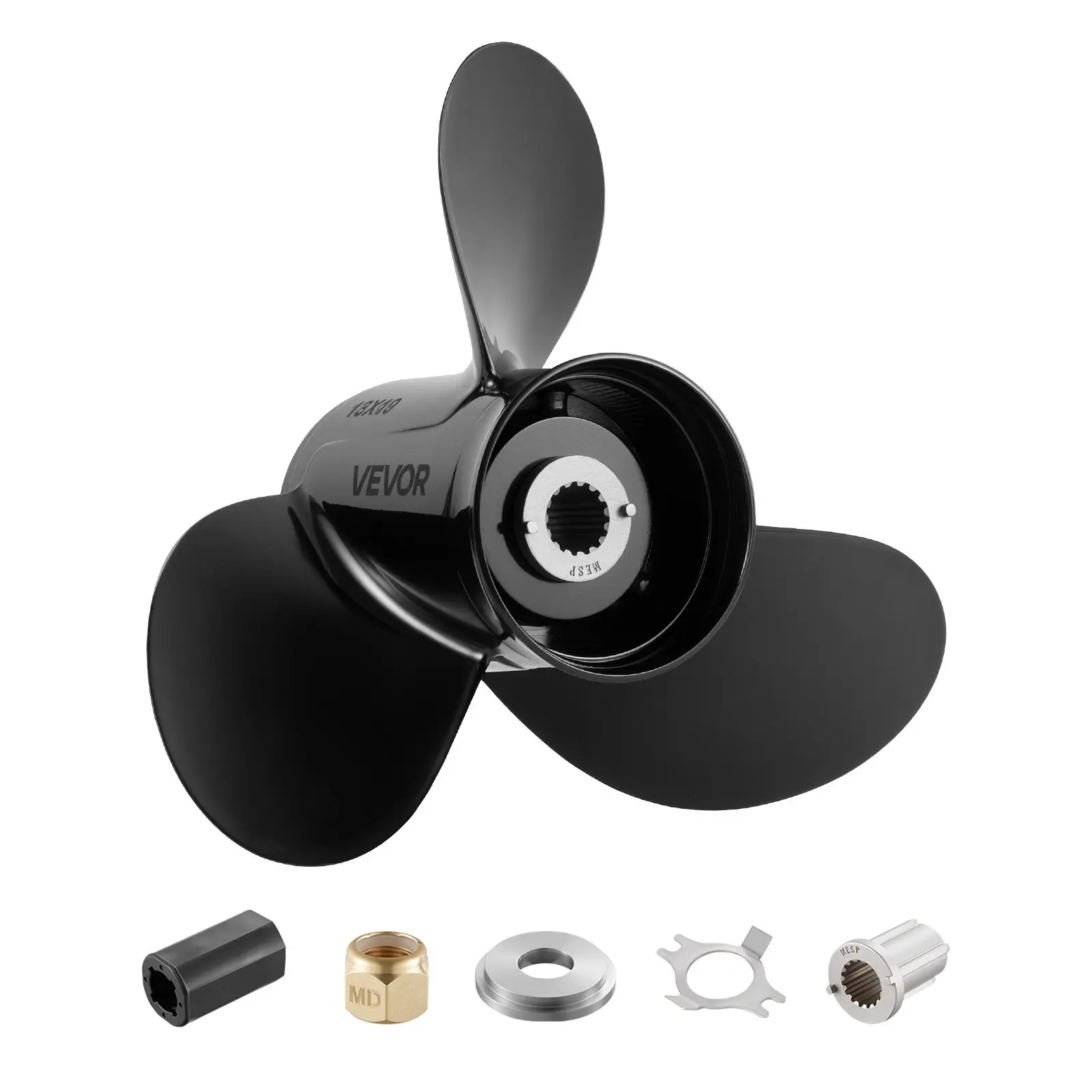 VEVOR Outboard Propeller, Upgrade OEM 15 Spline Tooth Aluminum Outboard Boat Propeller Fit Mercury Engines 40-140 HP, 4-1/4" Gearcase, 3-Blade, RH (Right Hand Rotation), OEM Parts No. 48-77346A45
