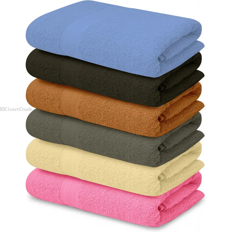 100% Cotton 27x54in 6-Pack Bathroom Towels - Lightweight, Water Absorbent Cream & Multicolor Set, Everlane-Inspired 17H5 Closet Crush Gift