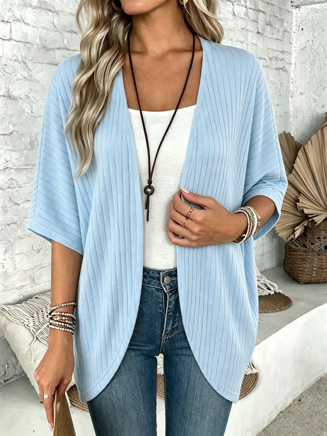 Casual Solid Color Office Cardigan Knit Striped Top, New Fall Fashion, Suitable for Daily Commute, Parties, Family Wear