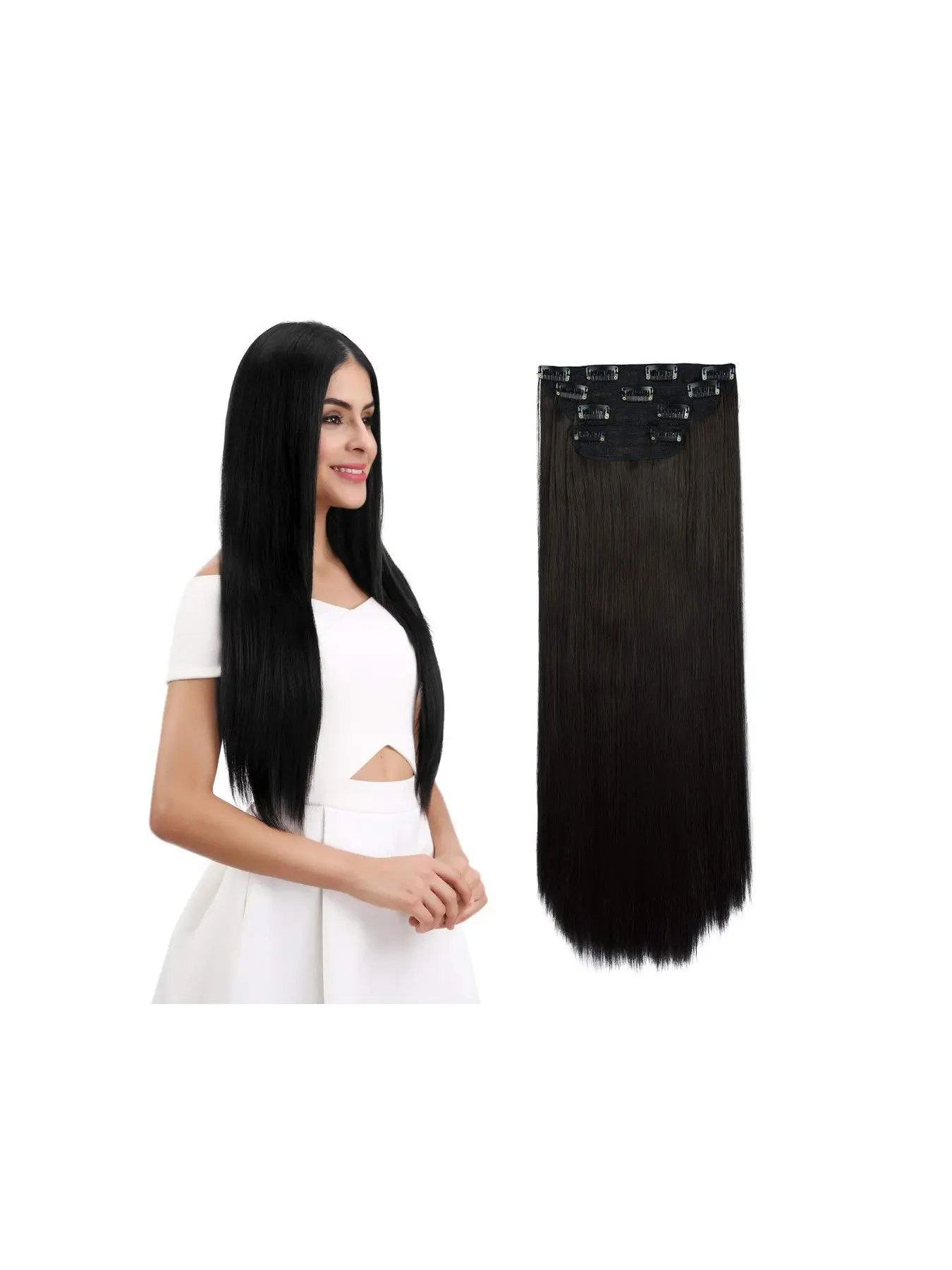 4pcs Clip-In Hair Extensions, Long Straight Natural Hairpieces, Easy to Wear, Instant Length & Volume, Daily Styling, Parties & Cosplay